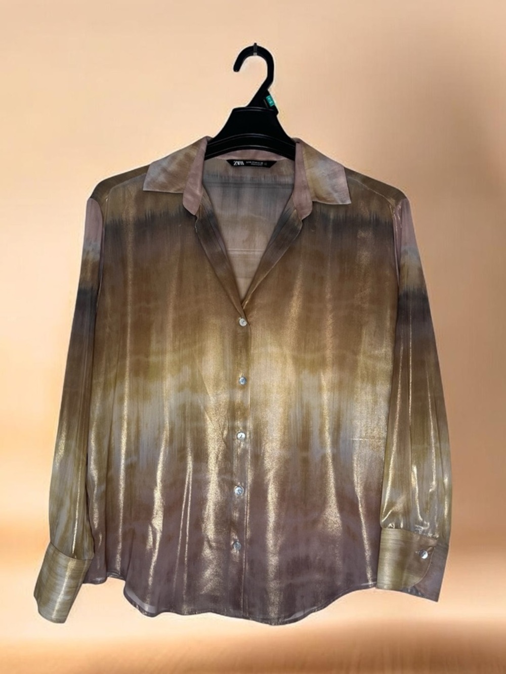 Zara Women’s Sheer Ombre Blouse in Mauve and Taupe Size M